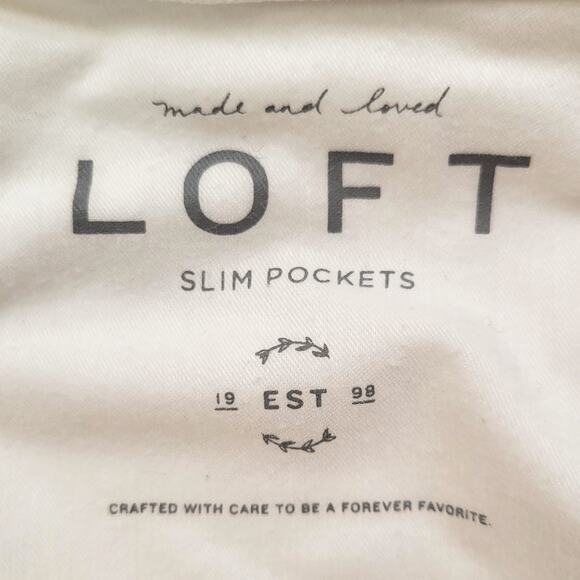 Loft Jeans Women's 31/12 Ivory White High Rise Curvy Skinny Crop Distressed - Picture 5 of 7